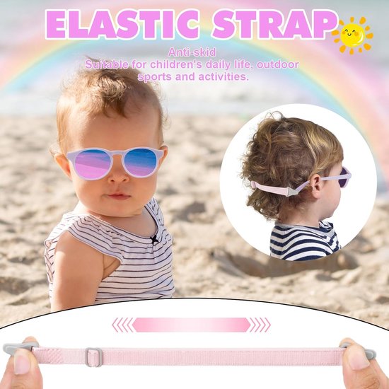 Babyzonnebril voor jongens en meisjes, UV400, ultraviolette gepolariseerde zonnebrillen, flexibele zonnestralen, 0-36 maanden — afbeelding 3