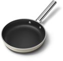 Crème kleurige koekenpan met RVS handvat.