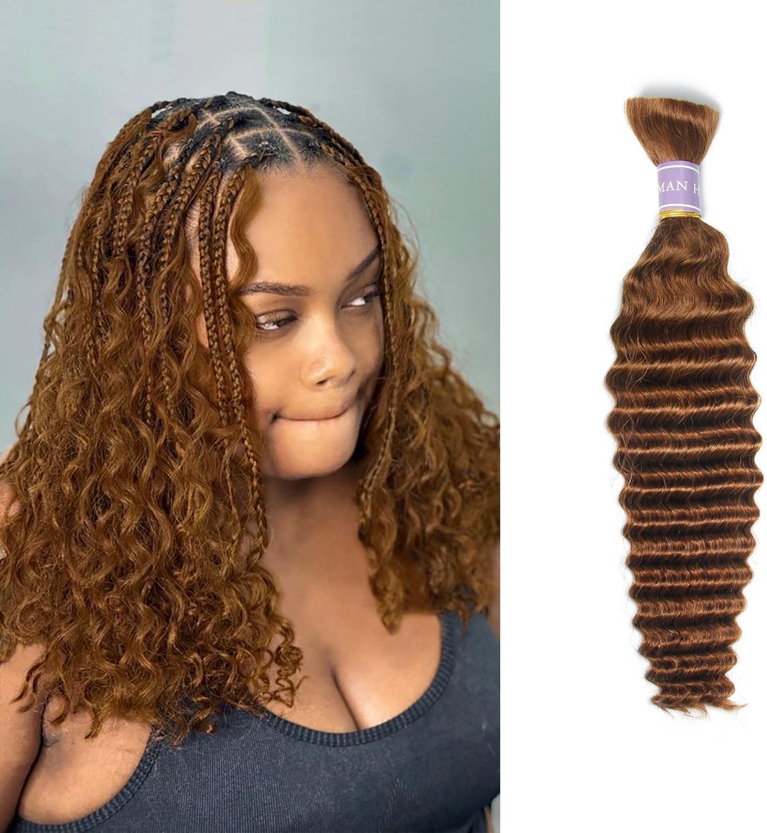 16 Inch Menselijk Haar voor Vlechten Haar Bulk Vlecht Extensies Diepe Golf Boho Menselijk Vlechten Haar Geen Inslag Micro Vlechten Menselijk Haar 100g