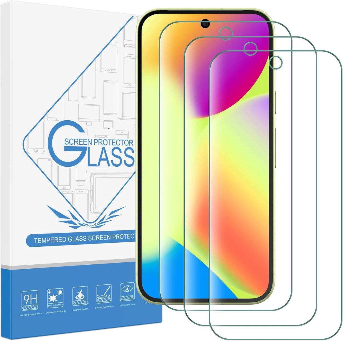 3 stuks displaybeschermfolie van gehard glas voor Google Pixel 10/10 Pro/Pixel 11/11 Pro 5G displaybeschermfolie, hardheid 9H, schokbestendig, krasbestendig en anti-vingerafdruk