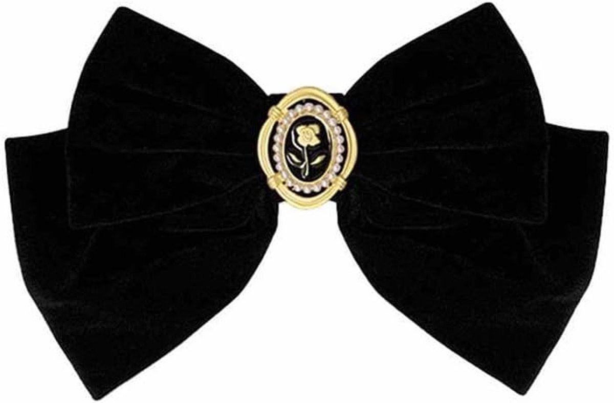 Haarstrik voor dames, grote fluwelen strik, vintage Franse rozen, haarklemmen, strikken, elegante fluwelen haarstrik, clips, haarsieraad, strik voor vrouwen en meisjes, zwart 1#