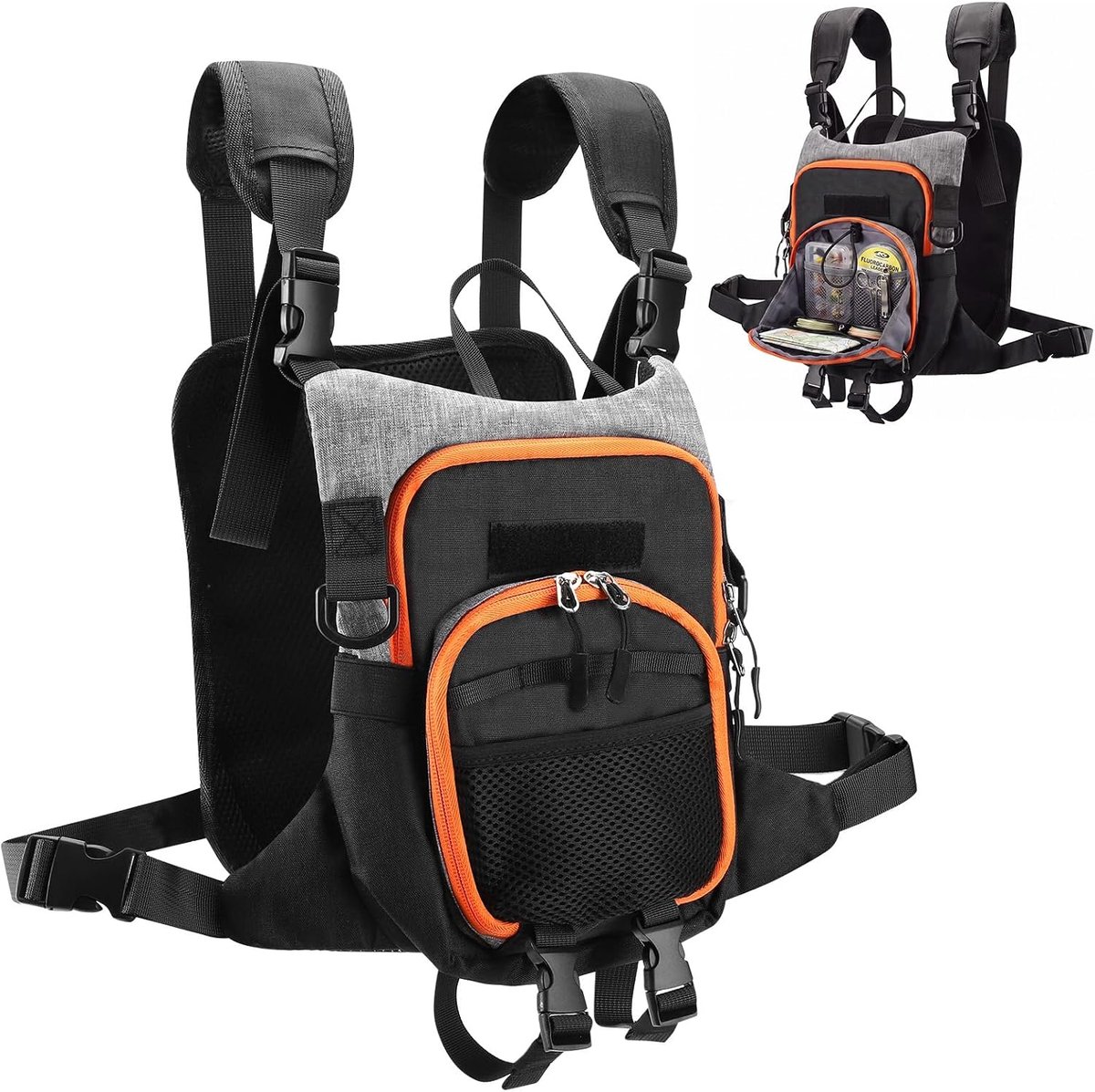 Vliegvissen Borstpakket, Lichtgewicht Waterdichte Visgerei Tas met Werkstation, Vliegvissen Sling Pack, Verstelbare Opslag Sling Pack Vliegdozen voor Mannen Vrouwen Outdoor Vissen Jacht