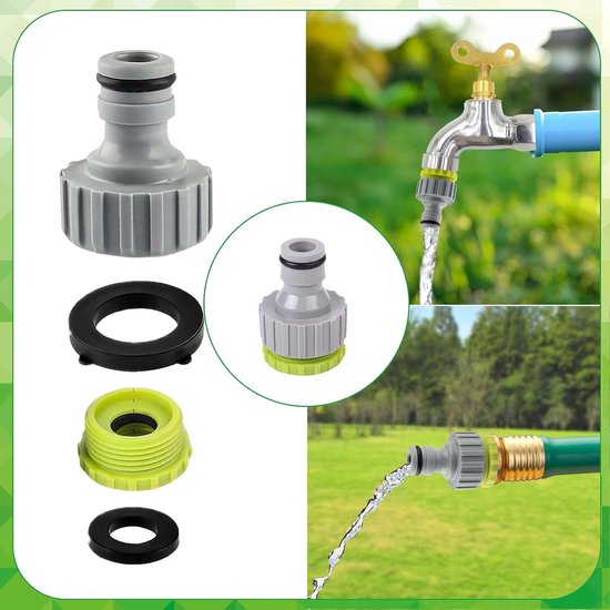 8 stuks universele tuinslangaansluiting 1/2 inch & 3/4 inch, kraanadapter tuinslang, tuinslangmondstuk, snelkoppeling voor tuin, irrigatie, reiniging buiten — afbeelding 2