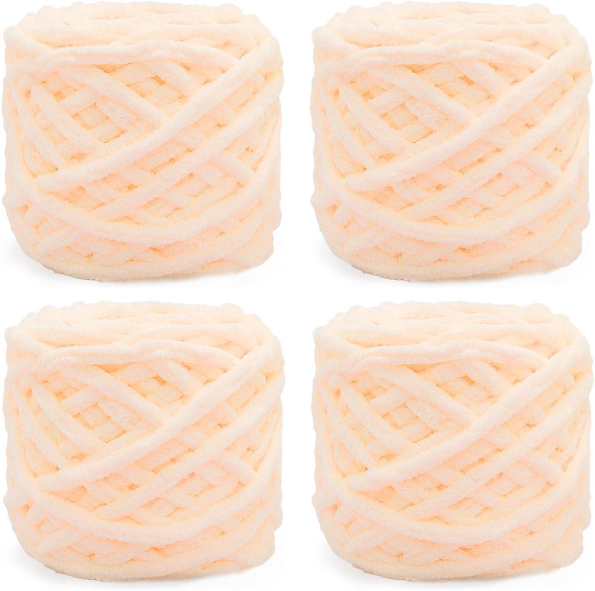 Gebreide Wollen bol, 4 x 100 g, Dikke Wolbol voor Naalden 7-8 mm, Dikke Haakwol, Ideaal Voor Het Breien van Mutsen, Sjaals, Truien en Pantoffels (Beige)
