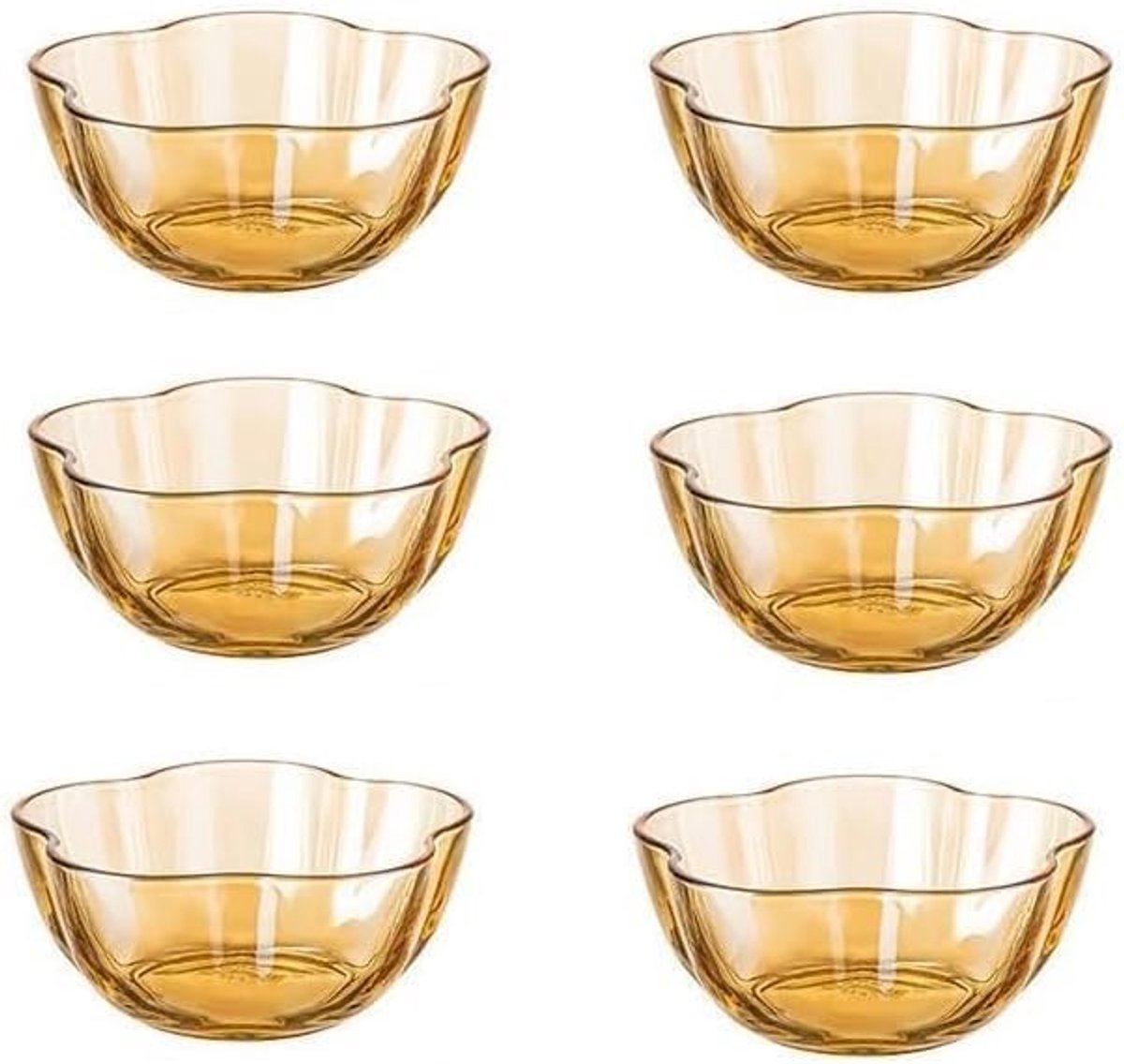 6 stuks transparantie kersenbloesems dessertkommen kruidenkom sauskommen glazen dipkommen mini kristallen kommen voor ijs dessert snack ketchup, sojasaus, azijn (bruin)