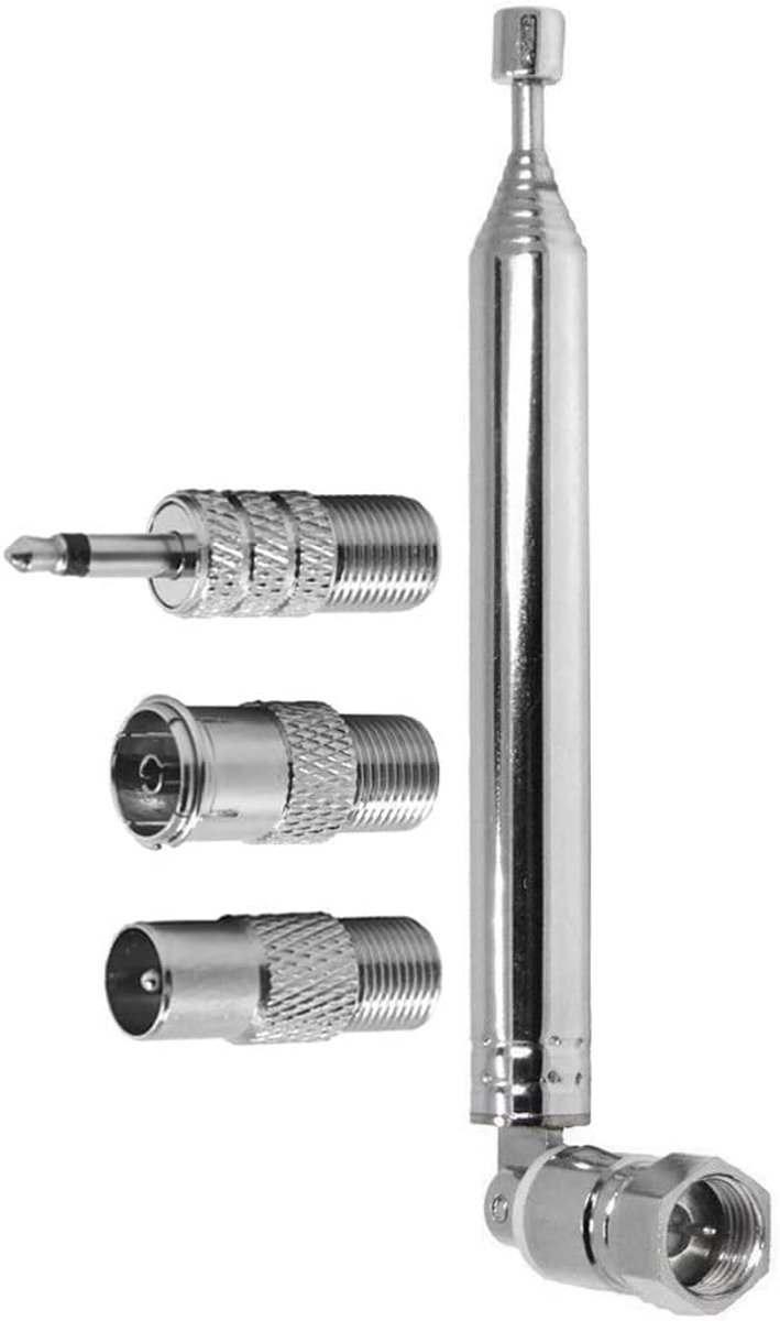 FM DAB Radio Antenne Telescopische FM Antenne Vervanging 76cm 7-Secties Met F-Type Mannelijke Connector En 3 STKS Converters voor Radio TV AV