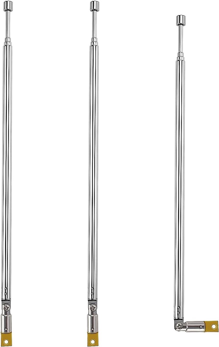 3 Stuks 65cm 4 Secties Telescopische Antenne, FM Draagbare Radio antenne Vervanging, Vervangende Telescopische Antenne, voor TV Radio DAB FM/AM Stereo Ontvangst