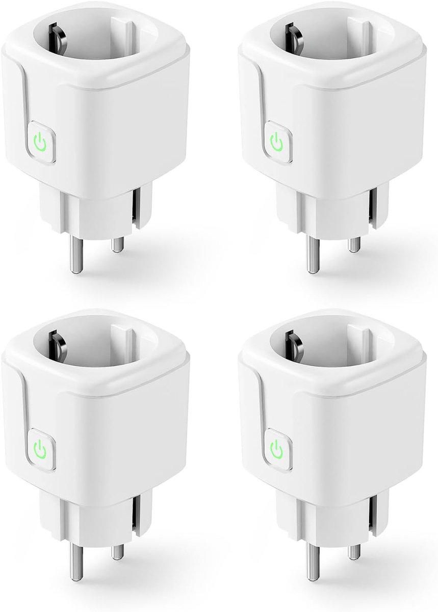 Smart stopcontact met energiebewaking, wifi-timer, stopcontact met zonne-monitoring, TOU-tarief, overstroom- en oververhittingsbeveiliging, smart plug compatibel met Alexa en Google, 4 stuks