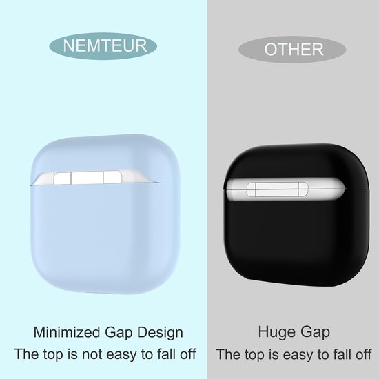 Hoes voor Airpods 4, dun beschermend Silicone Case voor AirPods 4th 2024 (USB-C) Skin Front LED zichtbaar siliconen hoesje, Lichtblauw — afbeelding 3