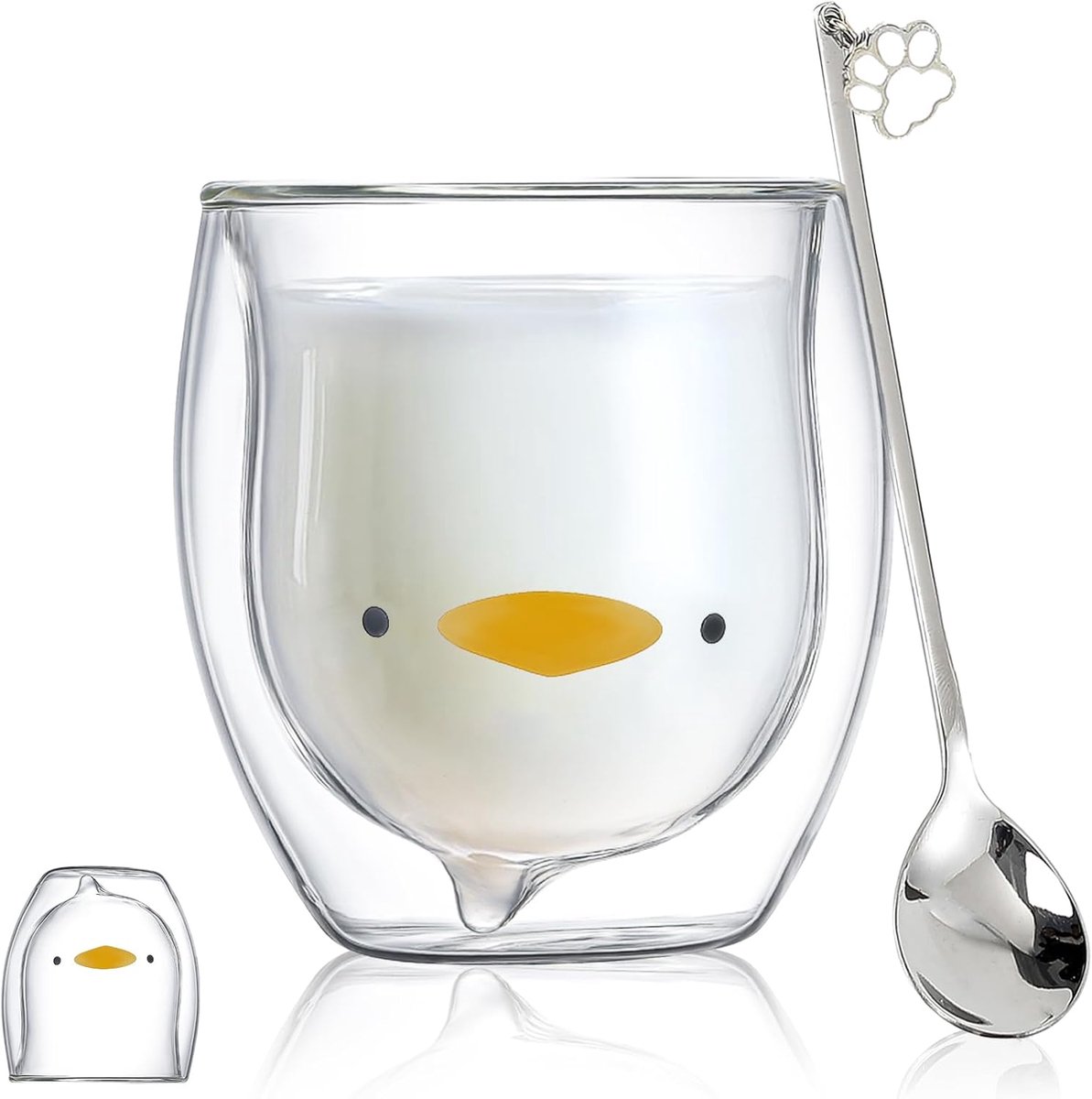 Kopjes, koffie-/theeglazen, drinkglazen, dubbelwandige isolatieglazen, espressokopje, beer, kat (eend)