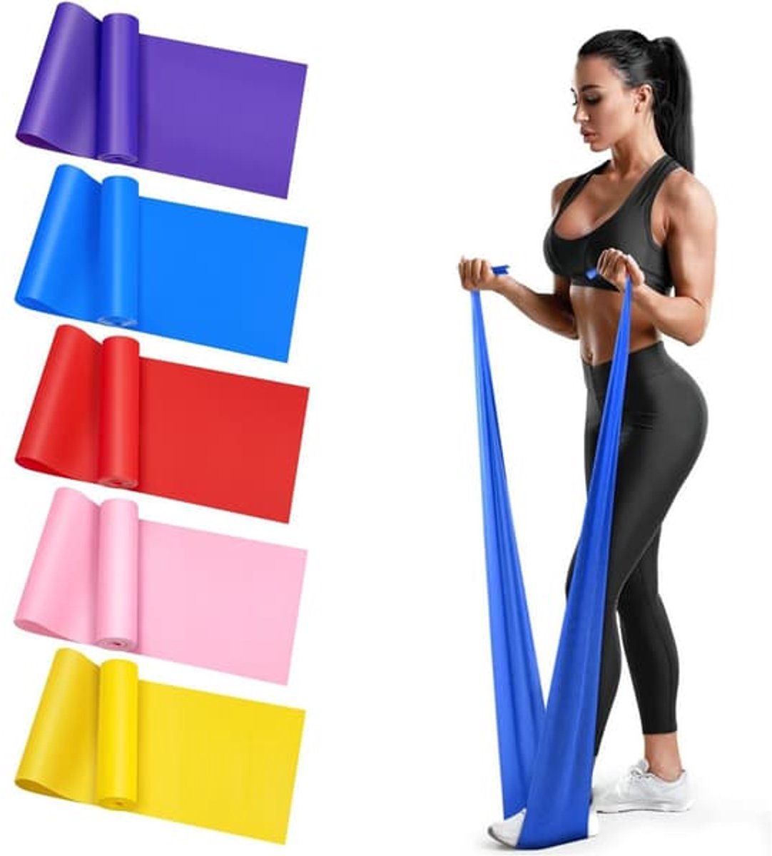 Claoner Weerstandsbanden - 5-delige TPE-set - Elastisch - Voor yoga pilates en thuisworkouts
