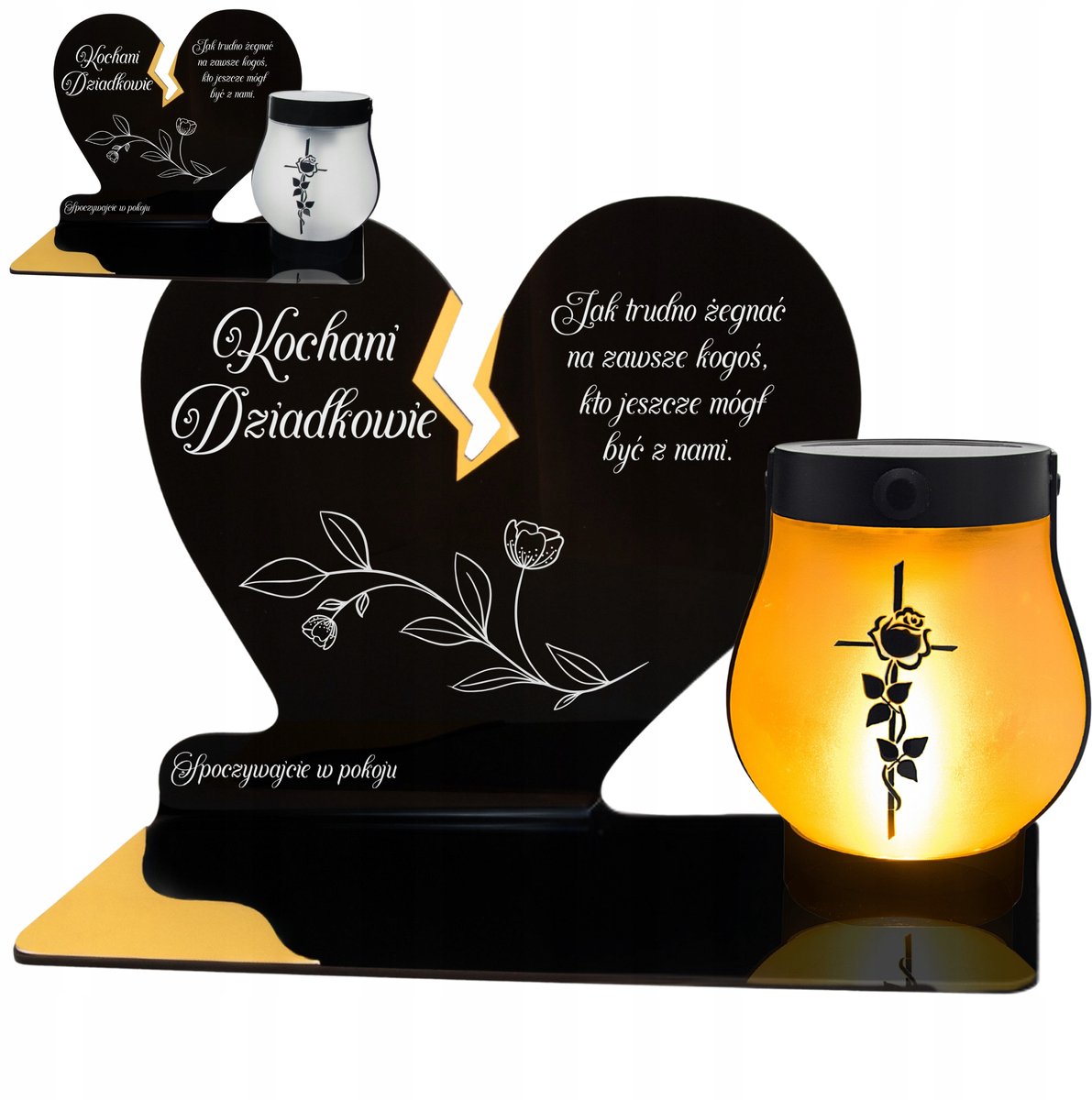 Zonnegraflicht Hart voor Grootouders LED Grafsteen Lamp met Gouden Accent