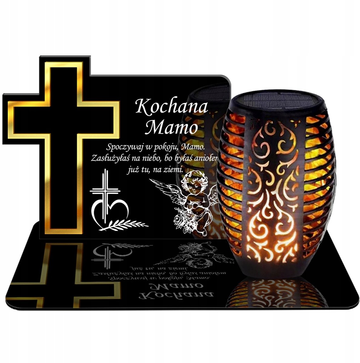Zonne-energie grafieklamp met Vlam-effect, XL, 27,5cm