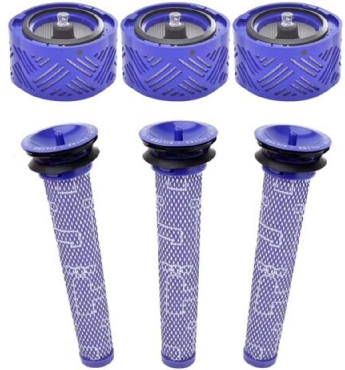 Set van 6 vervangende HEPA-filters geschikt voor Dyson V6, DC58, DC59, DC62, DC72, DC74, SV03, SV04, SV05, SV06, SV07, SV08, SV09 Absolute Animal Motorhead stofzuigers, onderdeelnummers 965661-01 en 966741-01.