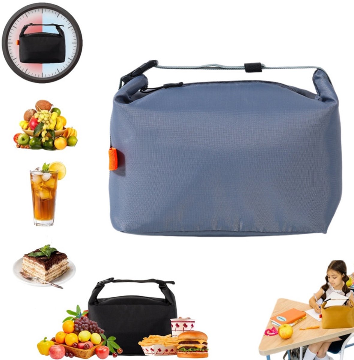 Geïsoleerde lunchtas-24.5*22*14cm–Lekvrije thermische lunchtas–Geschikt voor volwassenen en kinderen–Waterdichte koeltas–Grote inhoud–Ideaal voor werk, school, picknicks en reizen–Koeltas-Lunchtas-Koeltasje lunch-Isolatie-lunchtas dames voor werk