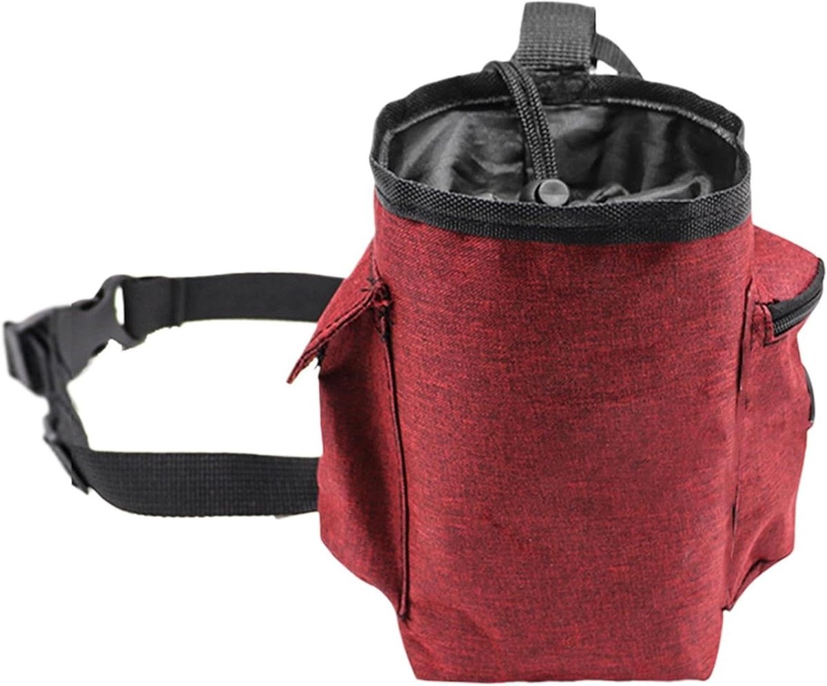 Krijt Tas - Opbergorganizer - Klimmen Gewichtheffen - Verstelbare Tailleband - 18 x 10 x 10 cm - Wijnrood