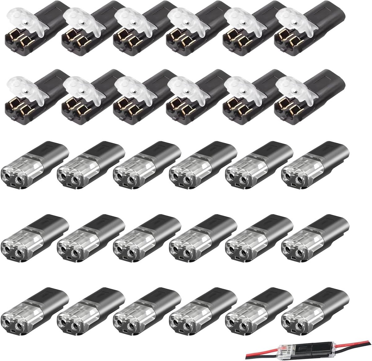 30 Stuks Waterdichte Elektrische Connectoren, 2-Pins Kabelverbindingen met Vergrendelingsmechanisme voor 18-22 AWG Kabel, Geschikt voor Auto's en Vrachtwagens