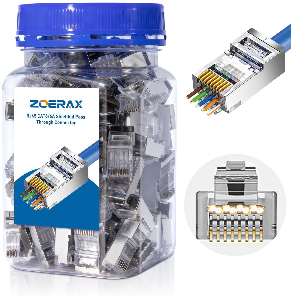 Omgoods - RJ45 Pass Through Connector voor Ethernet Kabels