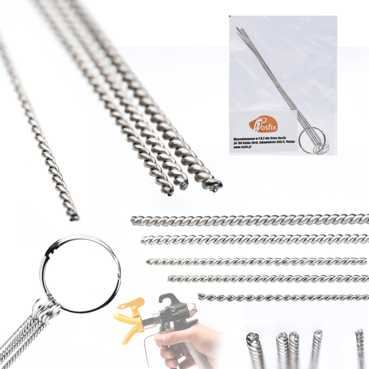 Rosfix Reinigingsborstels Set - Metalen Reinigingsborstels voor Spuitpistool - 5 Stuks 0,5–1,4mm