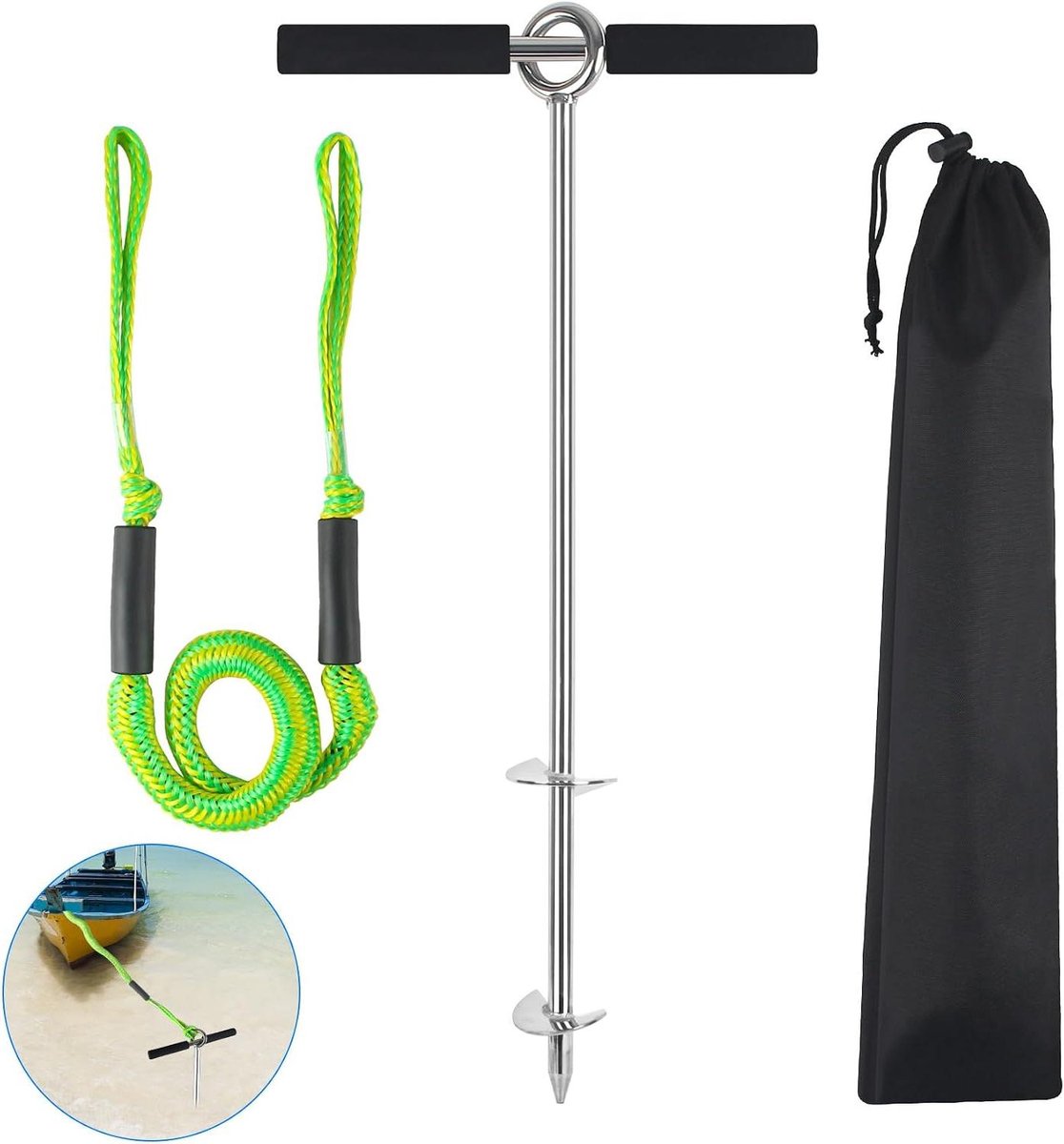 Zandanker Boot - Watersport Anker - Boot Vastleggen - RVS Schroefontwerp - 60 cm - Zilver
