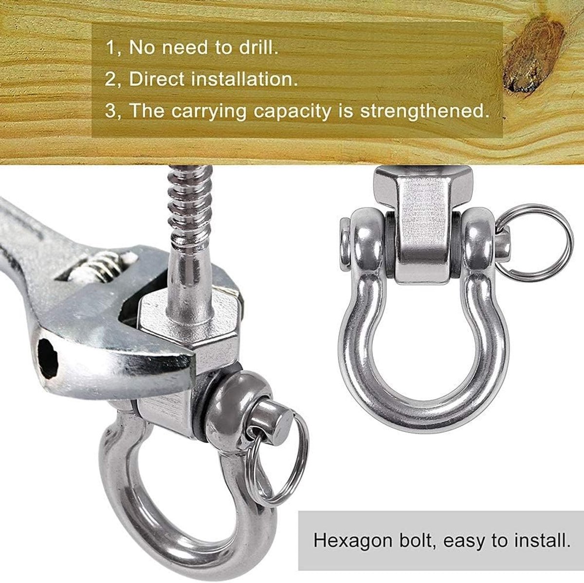 Swing Hangers voor Hangmatten en Schommels - 150kg Capaciteit, RVS Heavy Duty O-vormige Beugels
