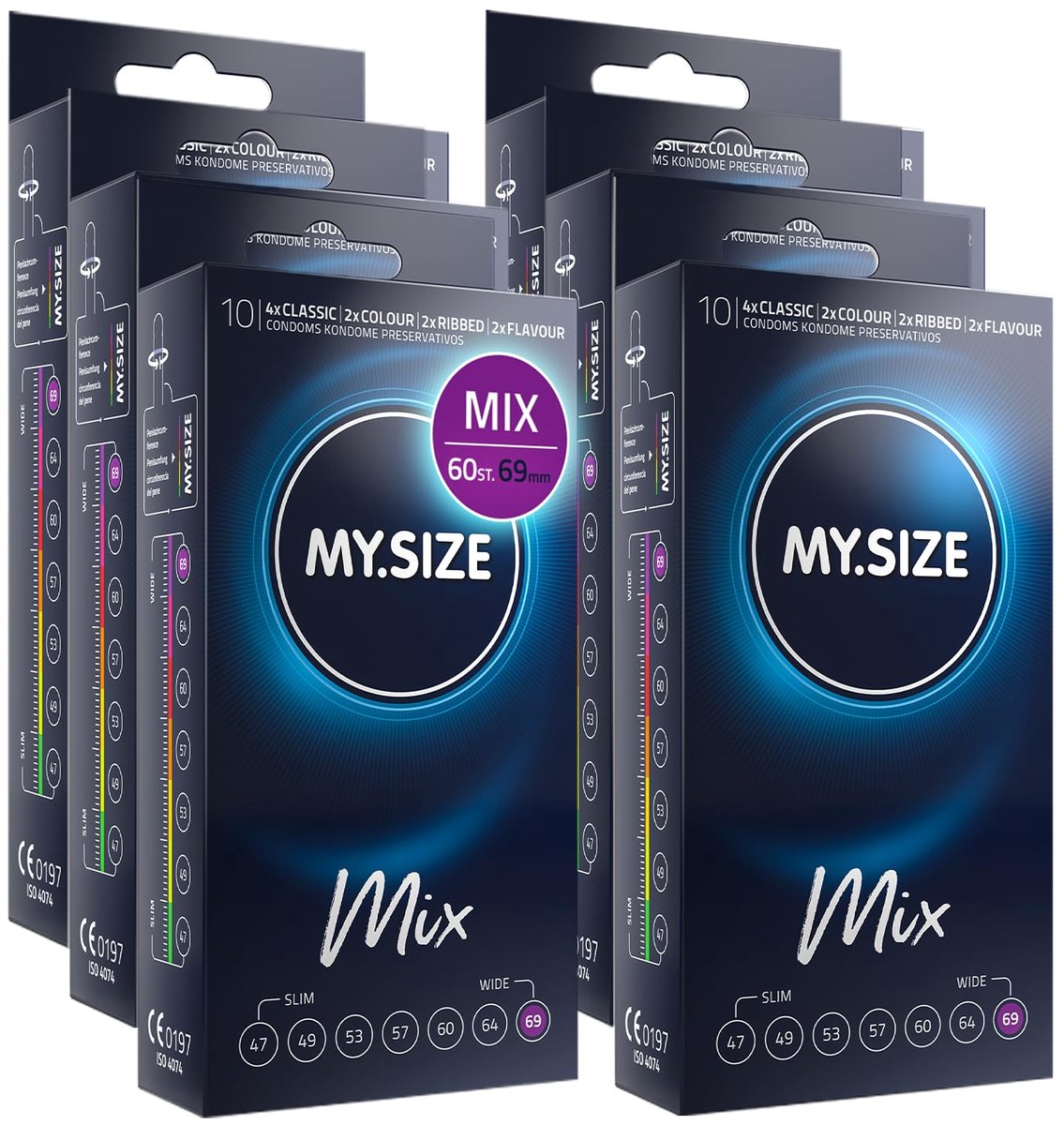 My.Size Mix Condooms Maat 7, 69 mm, Voordeelpakket, Inhoud 60 stuks