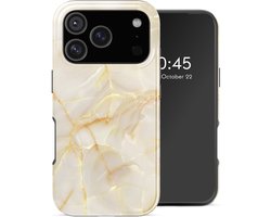 Selencia Hoesje - Geschikt voor Apple iPhone 18 Pro / 17 Pro - Backcover geschikt voor MagSafe - Golden Beige Marble