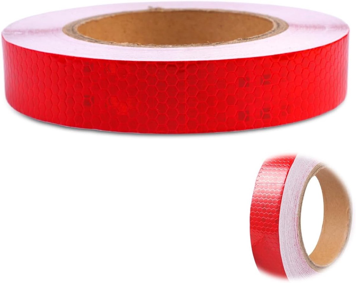 Zelfklevende Reflecterende Tape Rood 23 m x 2.5 cm | Waterdichte Waarschuwingsband voor Fietsen, Voertuigen en Auto's