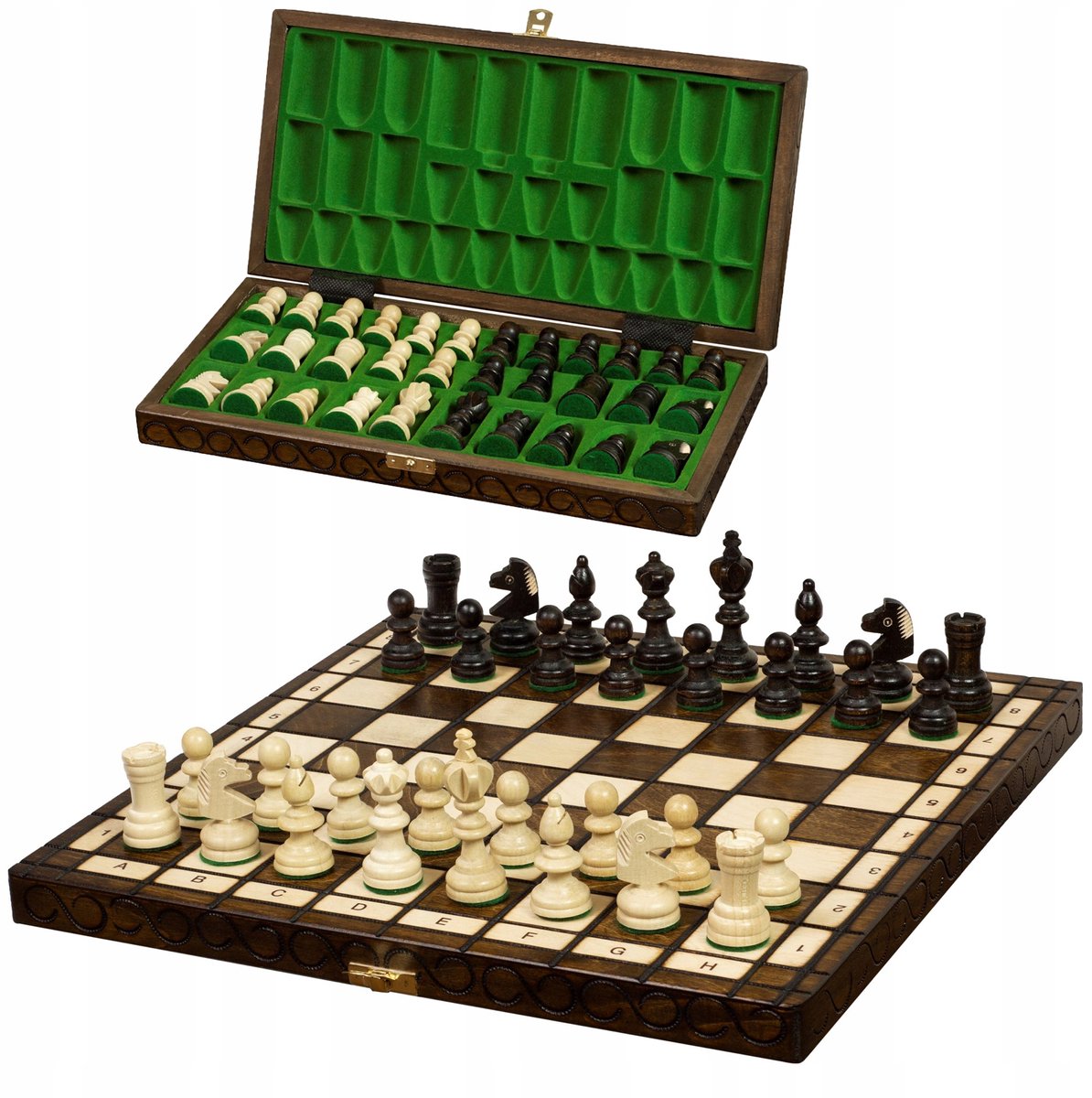 Houten Schaakspel met Koffer 35 cm - Merkloos