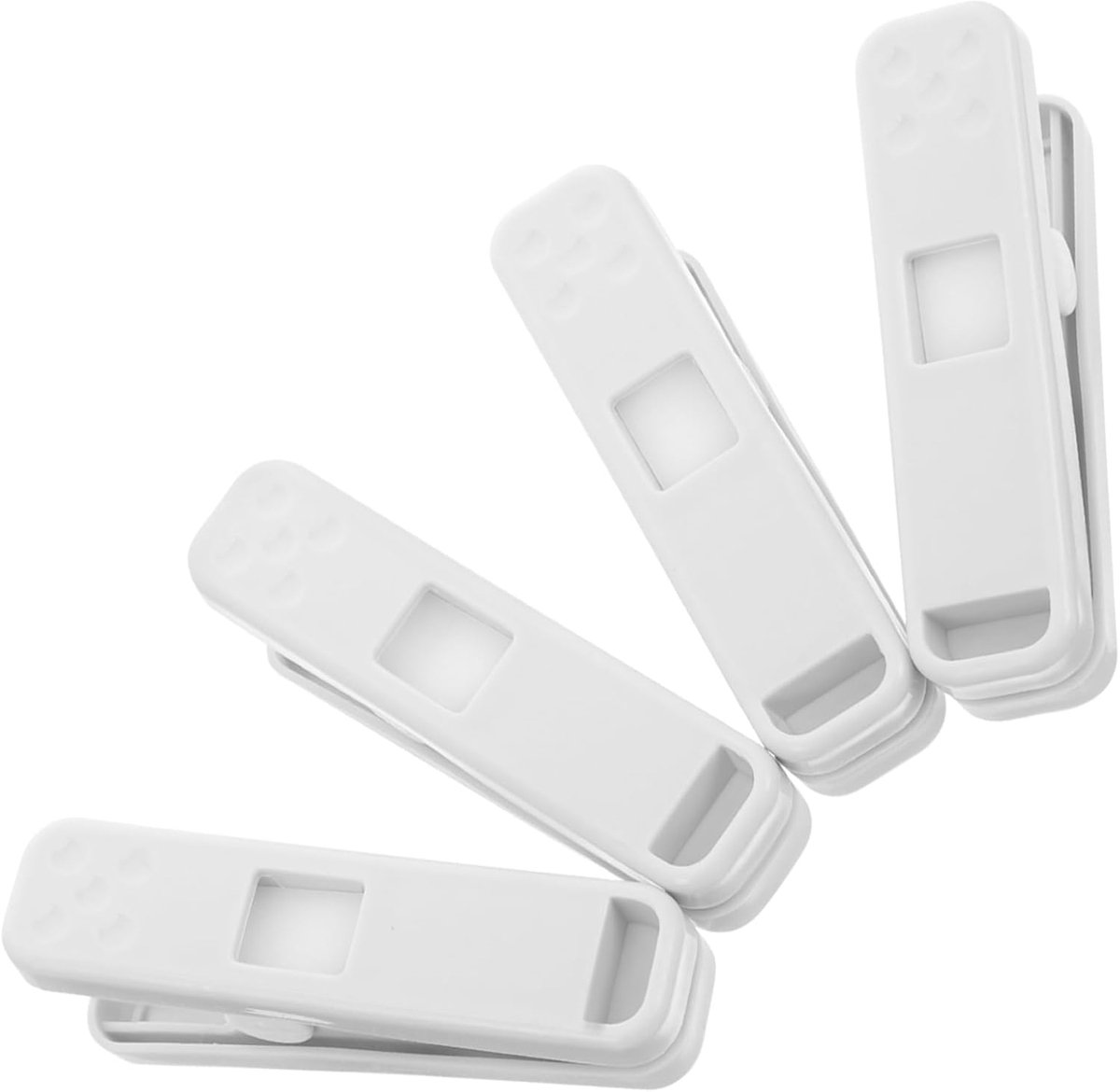 4 stuks- Wasknijpers-wasknijpers kunststof -wasknijpers groot-wasknijpers plastic -Badlaken Knijpers -Strandlaken Knijpers-Handdoek Knijpers-Voor dagelijks wasgoed, strandhanddoek, badhanddoek--Winddicht- Anti Slip-Wit-8.5cm