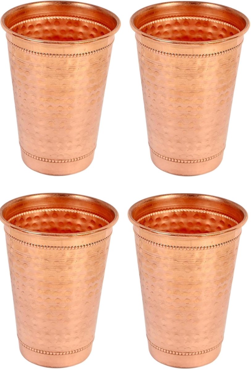 Elzusha - Handgemaakte Koperen Drinkbeker - 500ml, Pack van 4