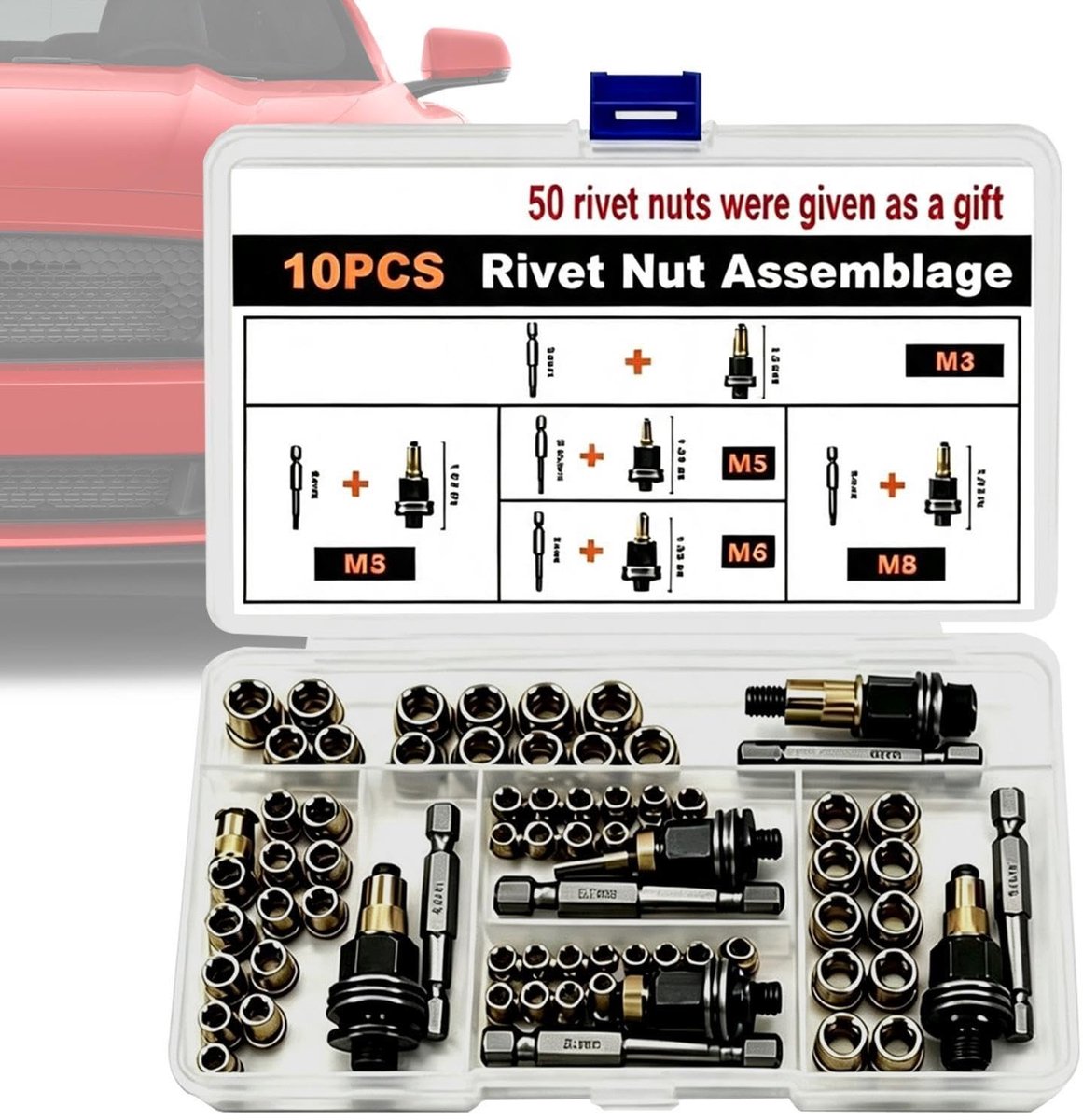 Elzusha - 60-Delige Klinkmoerset voor Auto Reparatie