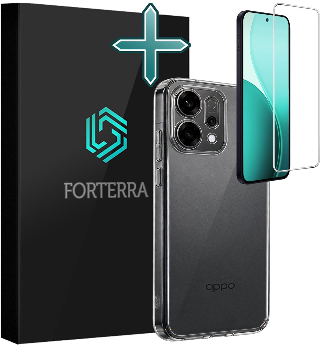 Hoesje Met Screenprotector - Geschikt voor Oppo Reno 14 - Sterk & Shockproof - Telefoon Hoes - Back Cover - Siliconen Case - Transparant