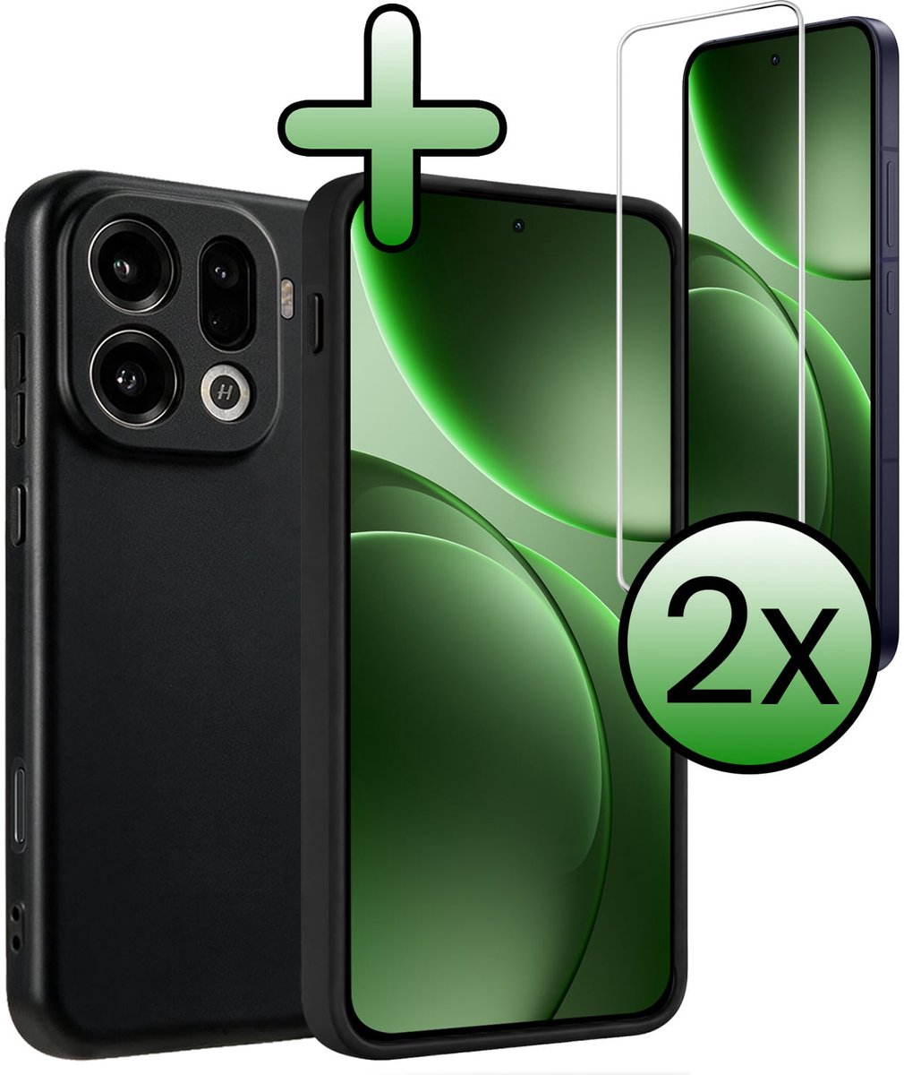 Hoesje Met 2x Screenprotector - Geschikt voor OPPO Find X9 Pro - Sterk & Shockproof - Back Cover - Siliconen Case - Telefoon Hoes - Zwart
