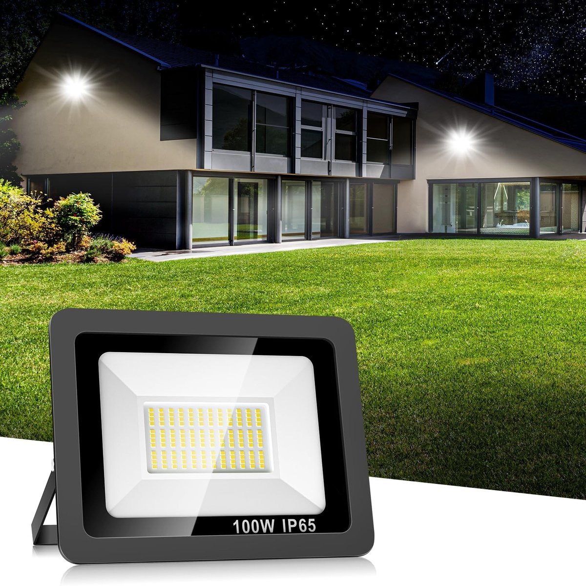 Elzusha - 100W LED Buitenbouwspot 10.000 lm Koud Wit IP65 Waterdicht