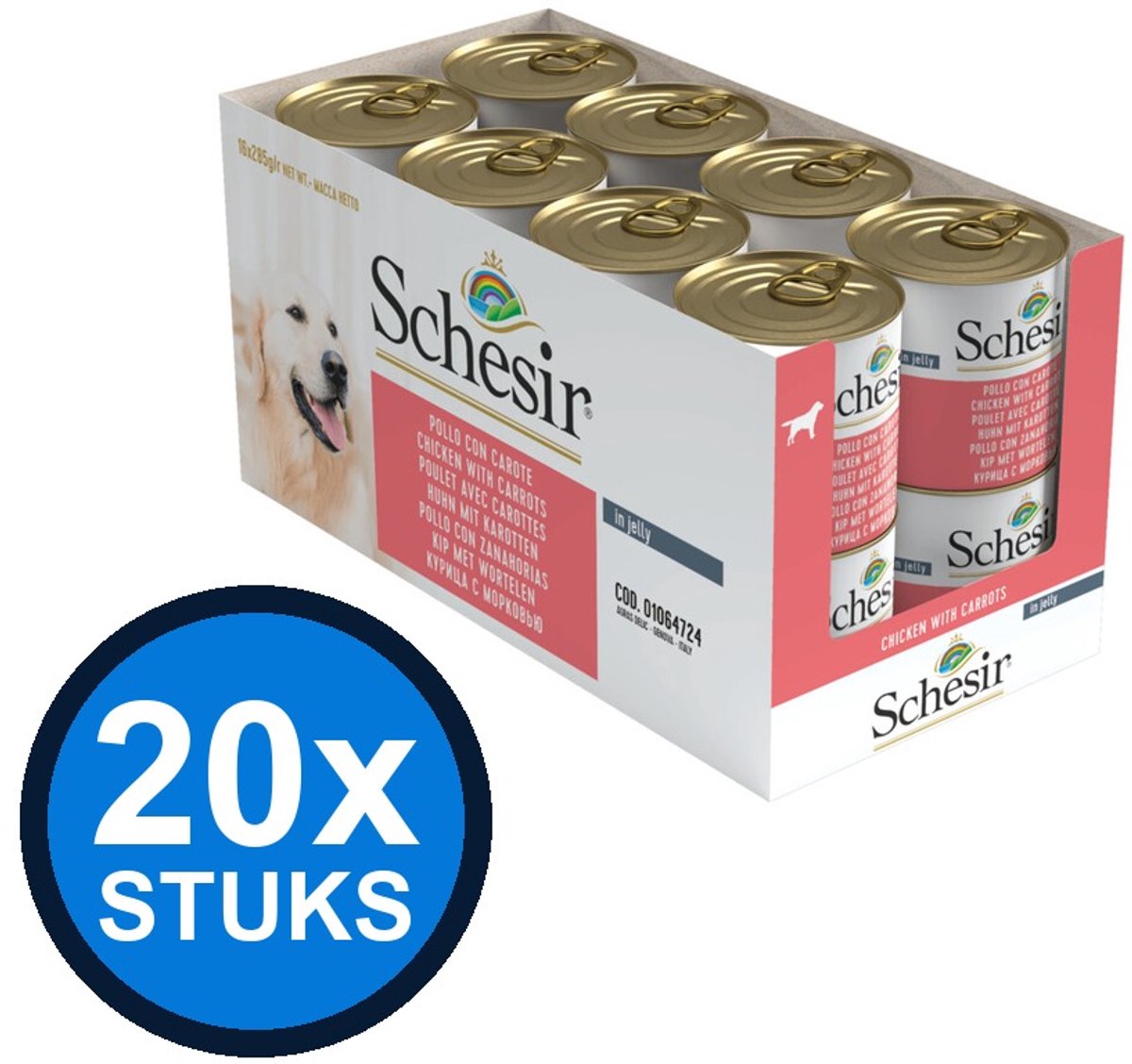 Schesir Schesir hond blik gelei kip&wortel 285gr