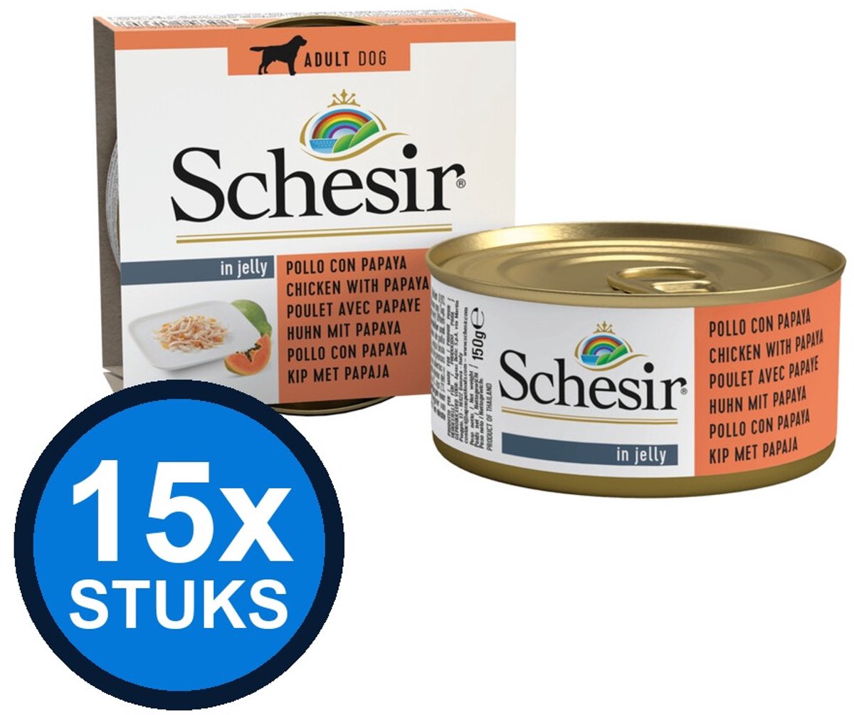 Schesir Schesir hond blik gelei kip&papaya 150gr
