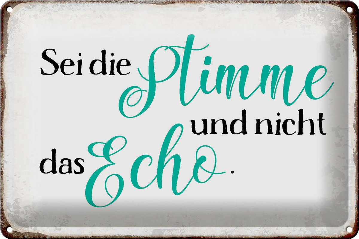 Blechschild Spruch 30x20cm sei die Stimme nicht das Echo
