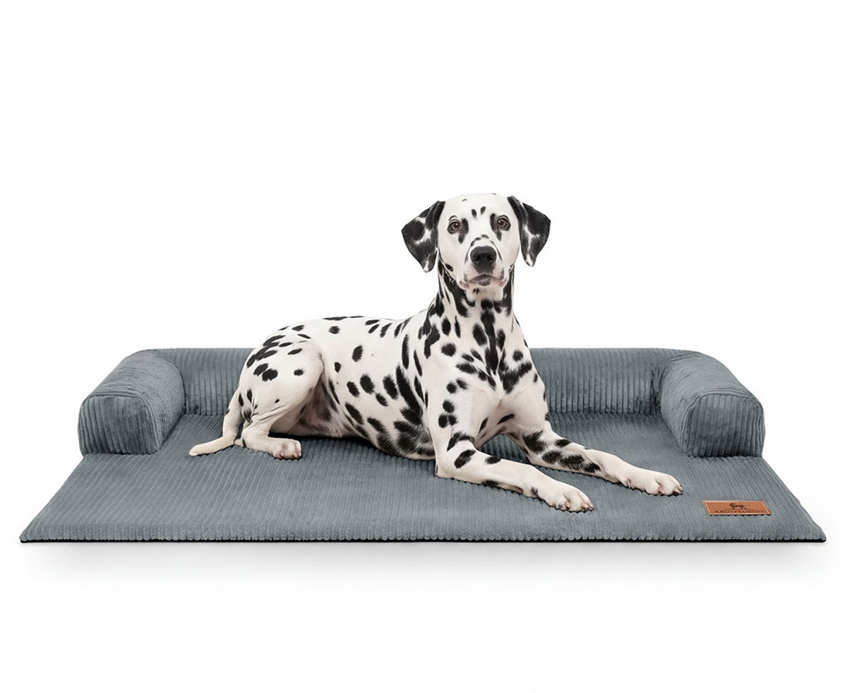 Knuffelwuff bankbeschermer Hudson van ribfluweel voor stijlvolle bescherming en een gezellig favoriet plekje op je bank XL 100 x 95cm Grijs