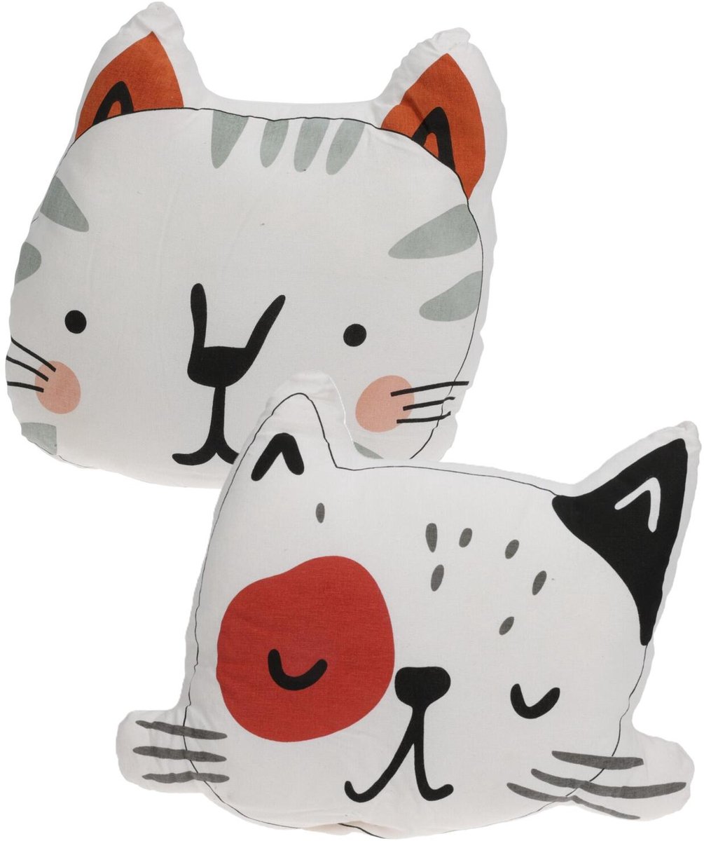Home & Styling Dieren sierkussen set - 2x - Kat / poes - kinderkamer - 35 x 40 cm - polyester