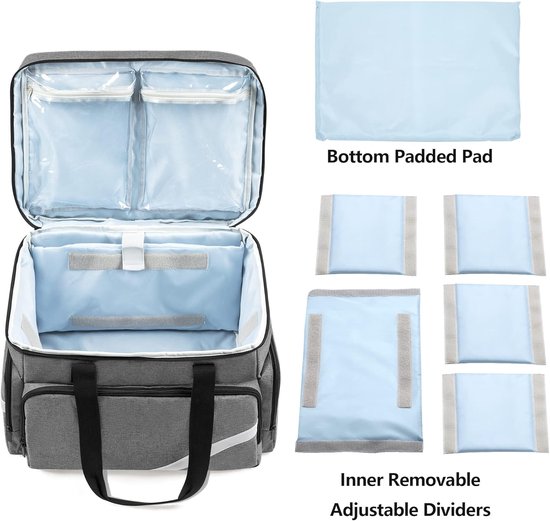 Medische tas met wieltjes met afneembare trolley, tas voor verpleegkundigen met afneembare scheidingswanden, lege noodtas voor artsen, EMS-professionals, grijs — afbeelding 2