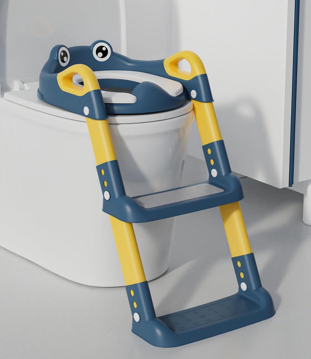 Toiletbril met trap - Toilettrainer kinder - Zindelijkheidstraining - Opvouwbaar en verstelbaar - Tot 70 kg - Blauw