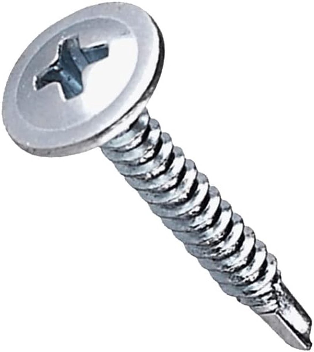 Zelfborende Schroeven, Gemodificeerde Trusskop Verzinkte Stalen Schroeven, Fijne Draad, Pan Head Pozi-Schroeven voor Plaatstaal, Gipsplaat en Hout (25 pcs)