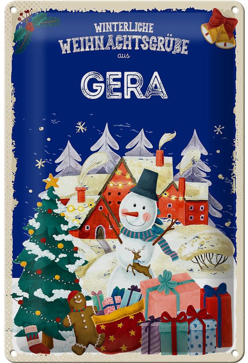 Blechschild Weihnachtsgrüße aus GERA 20x30cm