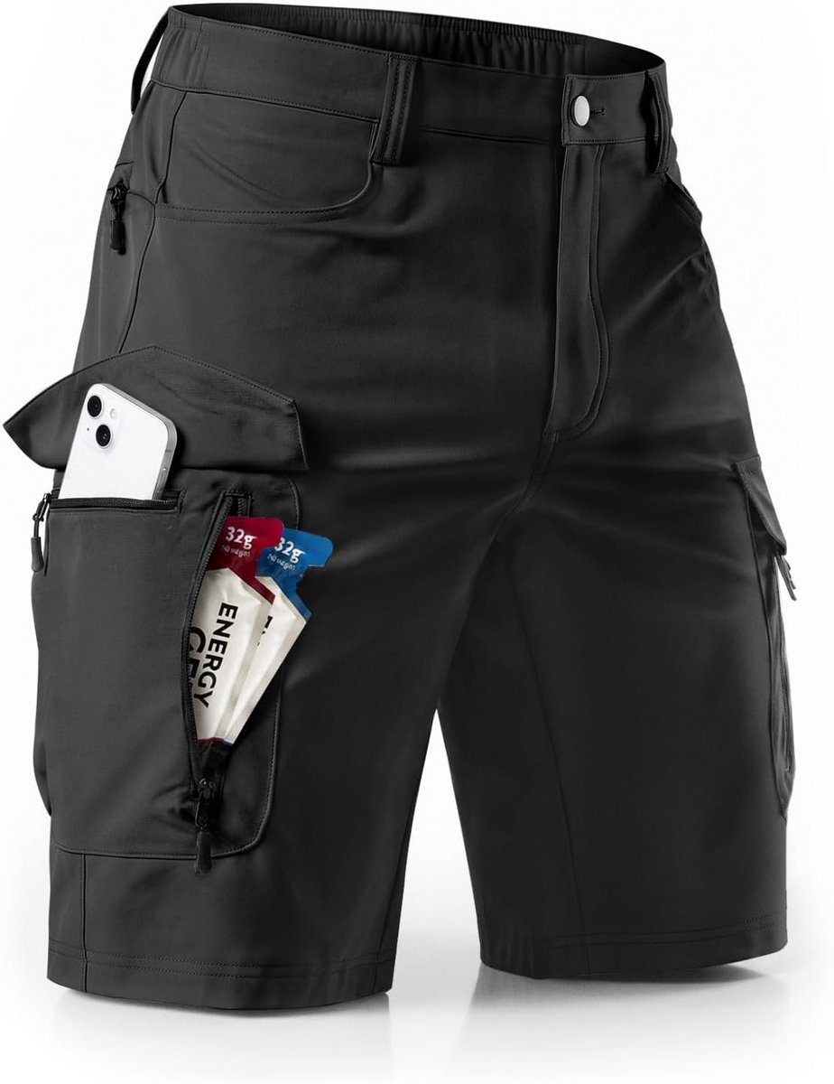 Korte broek voor heren met 7 zakken, cargo shorts, werkbroek mannen, korte bermuda, wandelbroek, stretch fietsbroek, chino zomer, MTB-broek