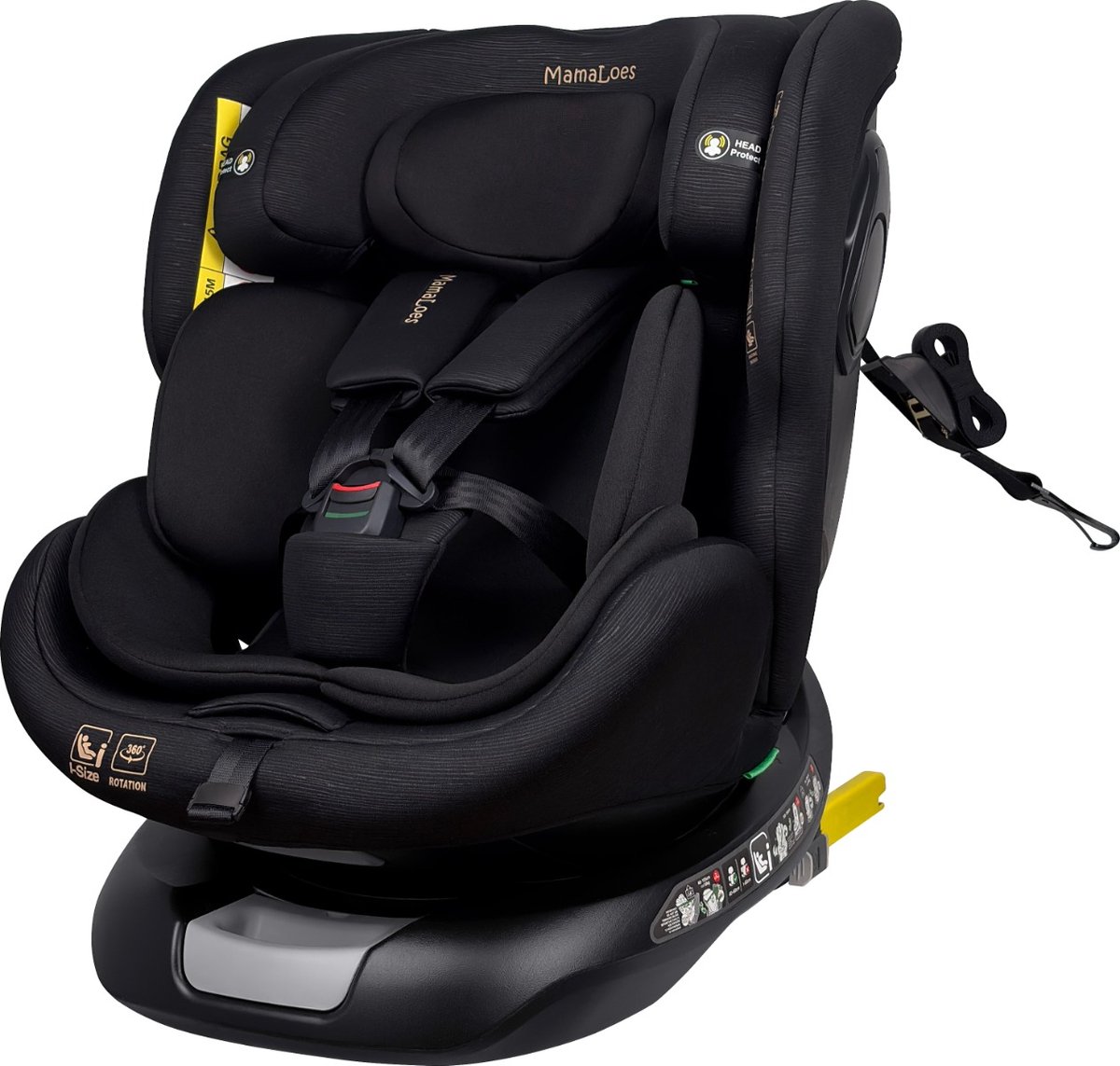 MamaLoes Joah Zwart 40-150 cm 360° i-Size Autostoel
