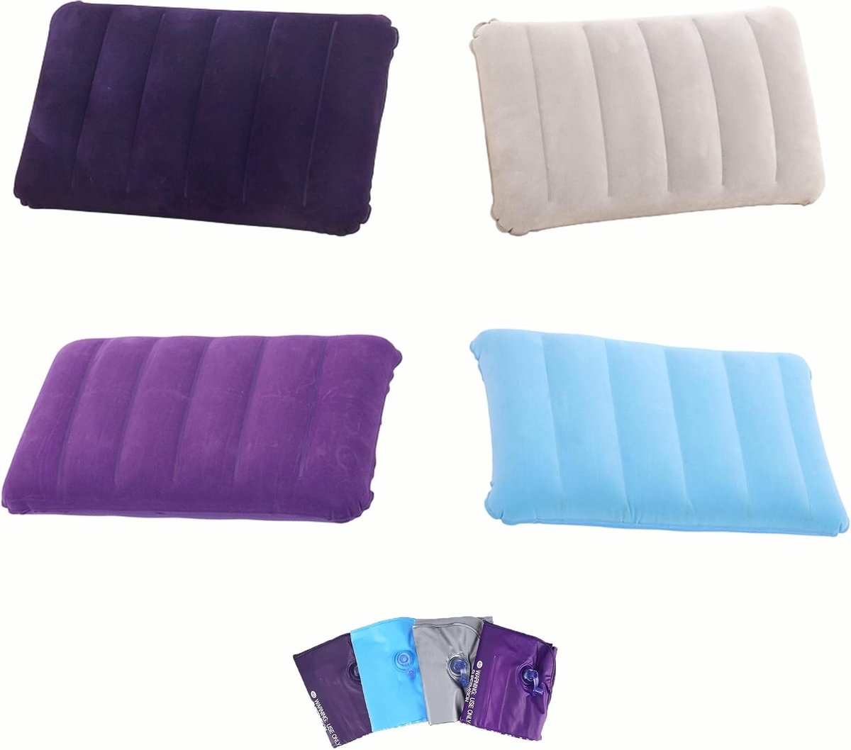 Opblaasbare Kussens Set - Lichtblauw - 30 x 47 cm - Waterafstotende PVC Kussens - Voor Strand, Camping en Zwembad