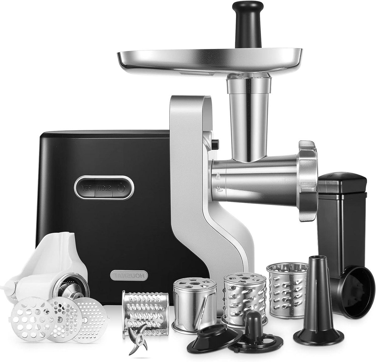 Elektrische Vleesmolen - Keukenmachine Gehakt - Vlees Verwerken - 5-in-1 Multifunctioneel - 1.7 Kilogram - Zwart