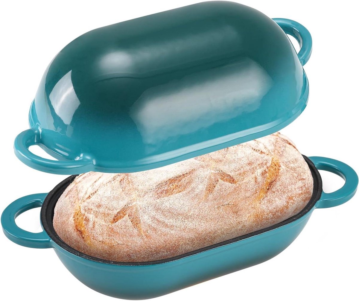 Gietijzeren Broodbakvorm - Broodpan met Deksel - Brood Bakken - Gelijkmatige Warmteverdeling - 275 Liter - Blauw-Groen