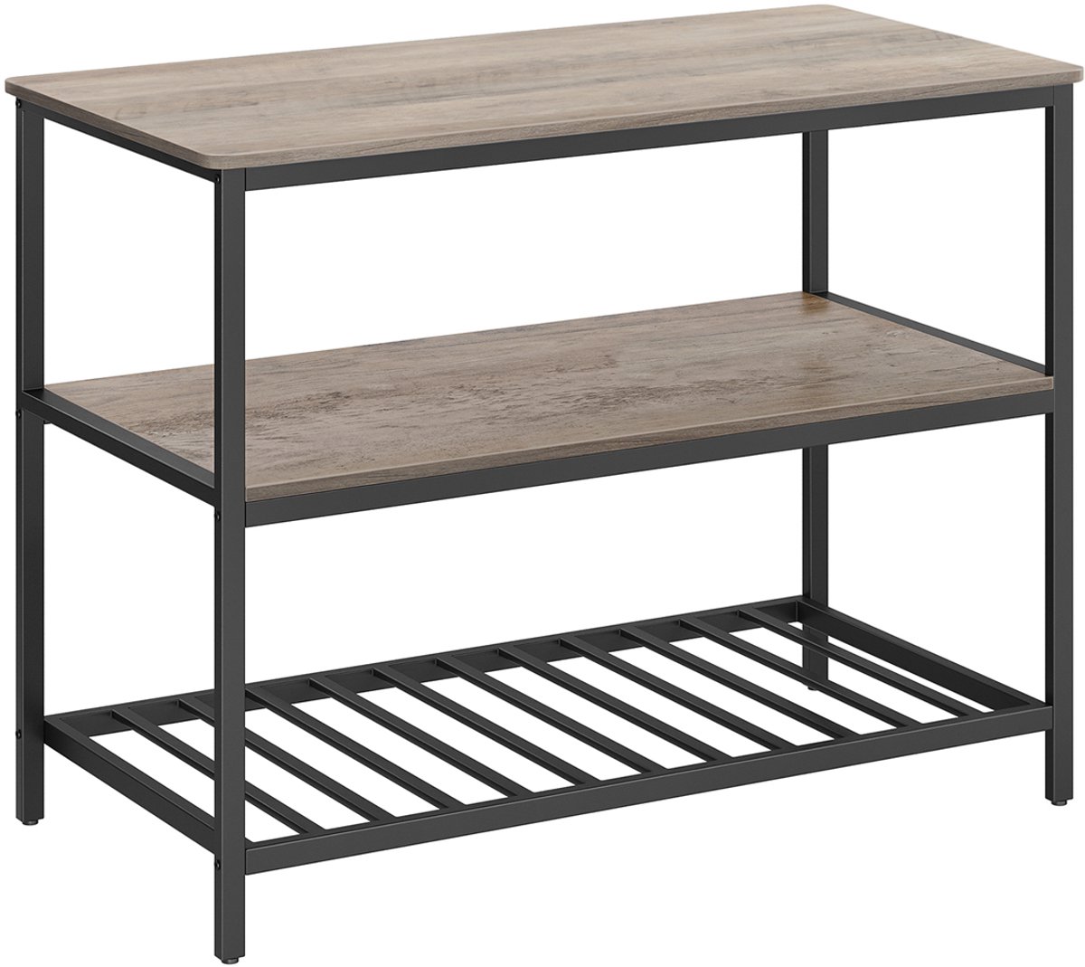 Keukenrek – 3 lagen – 60 x 120 x 90 cm – industriële stijl – Grijsbruin-zwart
